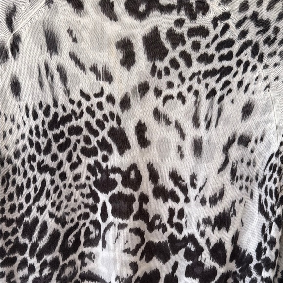 Black and White Leopard Print Women's Cardigan Sweater - Picture 8 of 8